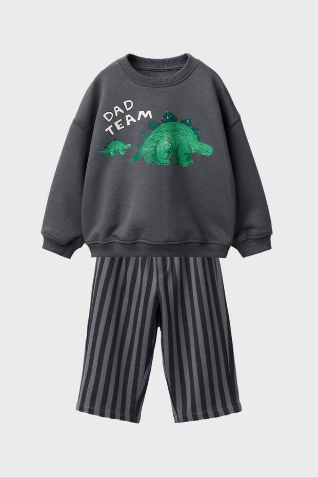 Boy's Animal Patterned Cotton Top and Bottom Set