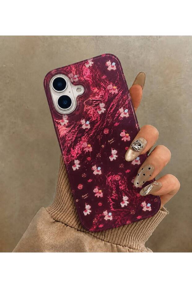غطاء حماية متوافق مع iPhone 17 (مطبوع من الداخل) مع جوانب شفافة وغلاف لامع أنيق