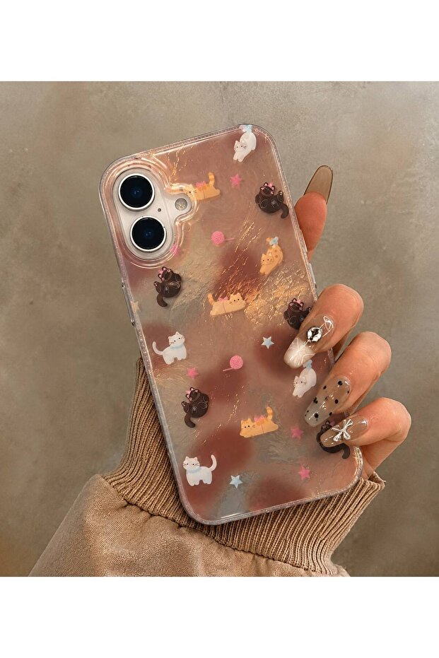 iPhone 17 Compatible (Internally Printed) Patterned Protective Cover with Transparent Shiny Sides