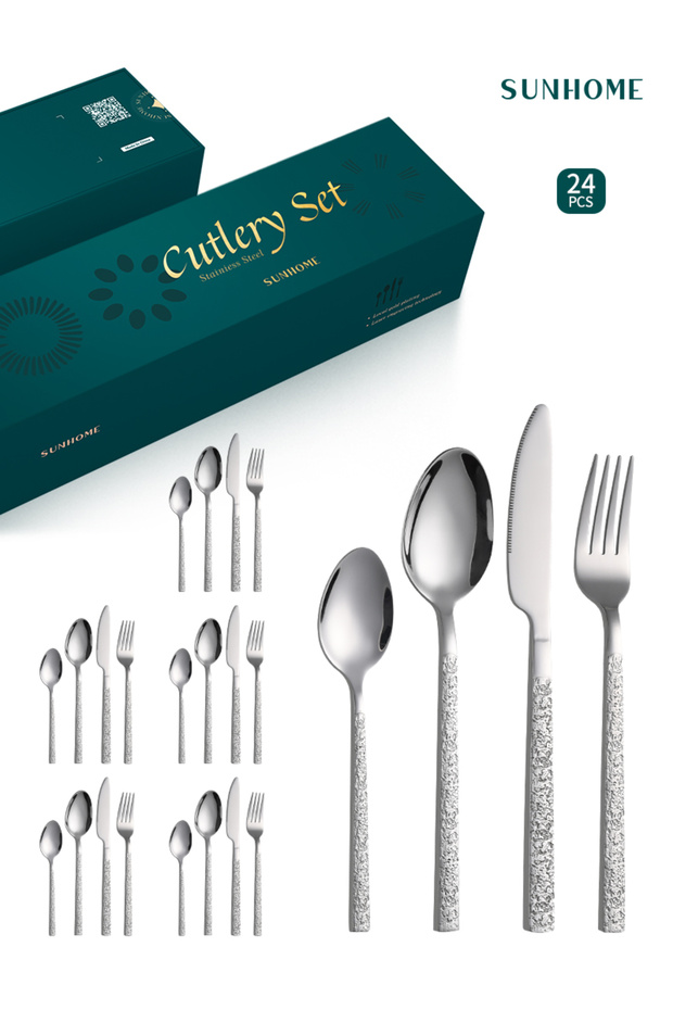 24-Piece Stainless Steel Cutlery Set Silver