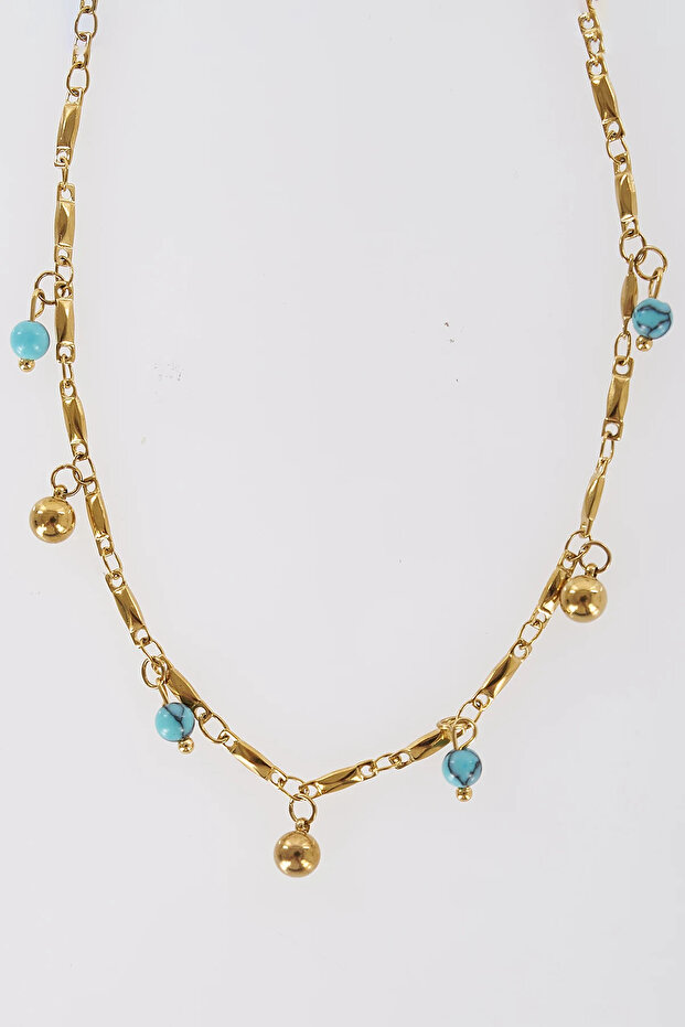 Hanging Bead Detailed Anklet Gold