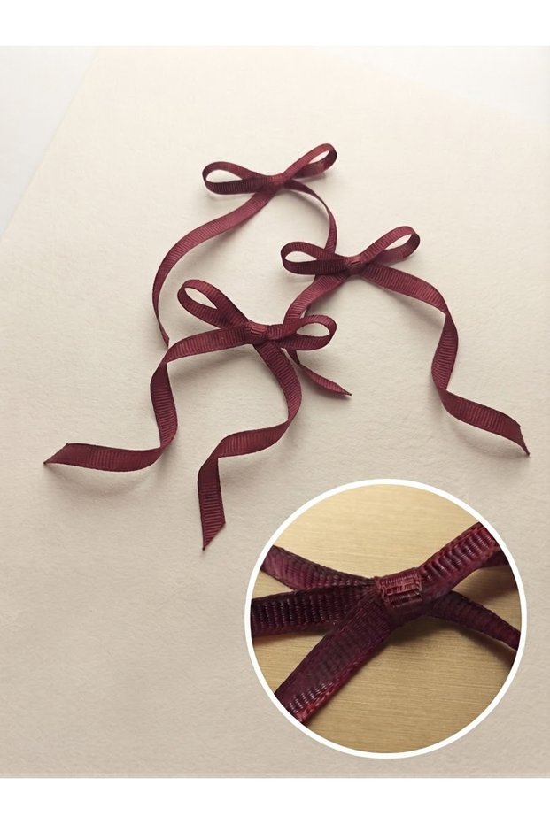 Bordo 6 mm Grogren Ready Bow Ribbon 10 Pcs Balloon Cake Ribbon
