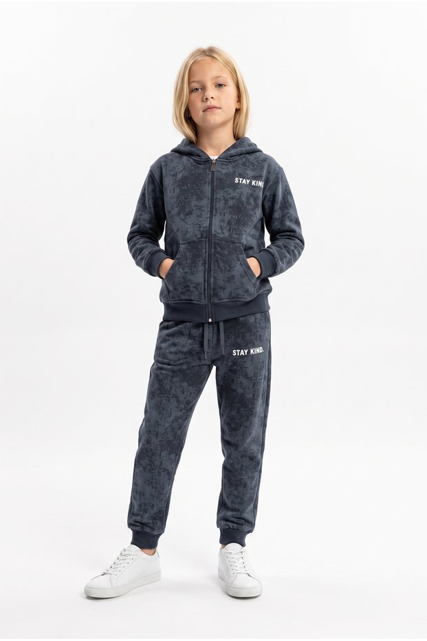 Girl's Hooded Printed Tracksuit Set