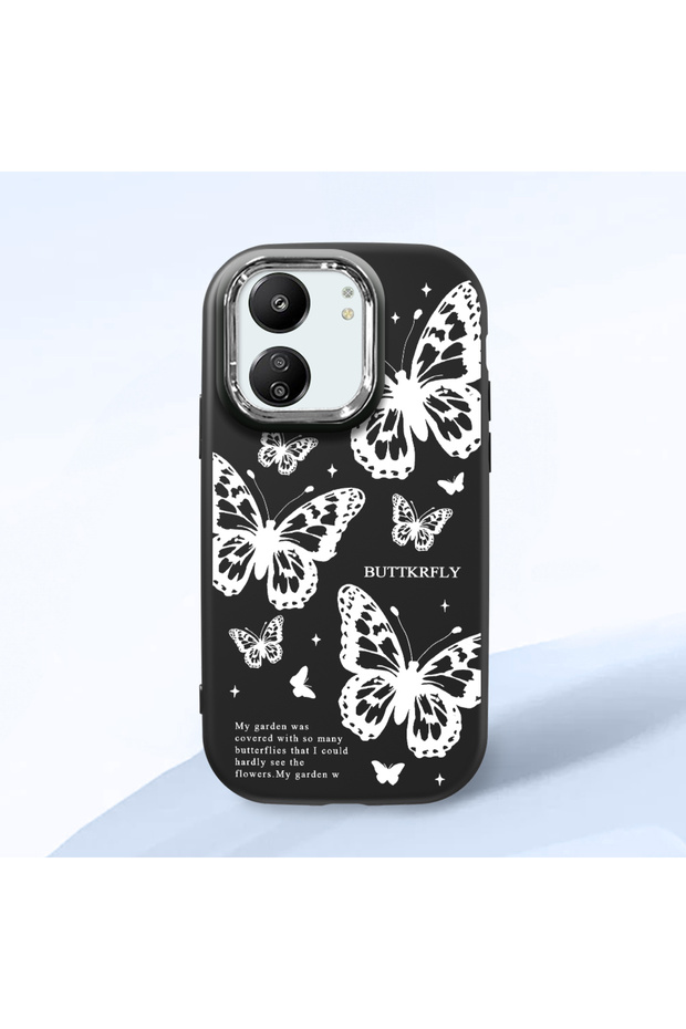 Redmi 13C 4G/5G Compatible Minimal Butterfly Pattern Soft Silicone Case, Shockproof