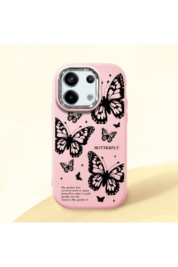 Poco X6 Compatible Minimal Butterfly Pattern Soft Silicone Case, Impact Protected