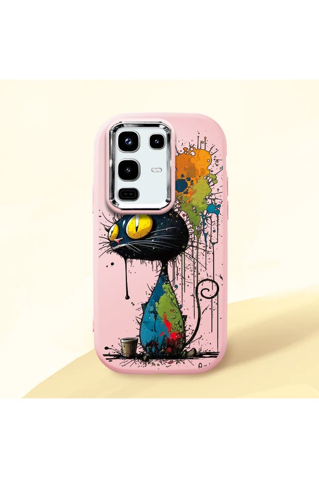 Infinix Note 50/Note 50 Pro Compatible Graffiti Style Black Cat Phone Case, Shockproof