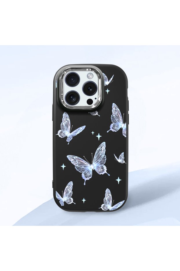 iPhone 15 Pro Compatible Elegant Butterfly Print Soft Silicone Case, Shock Absorption and Impact Protection