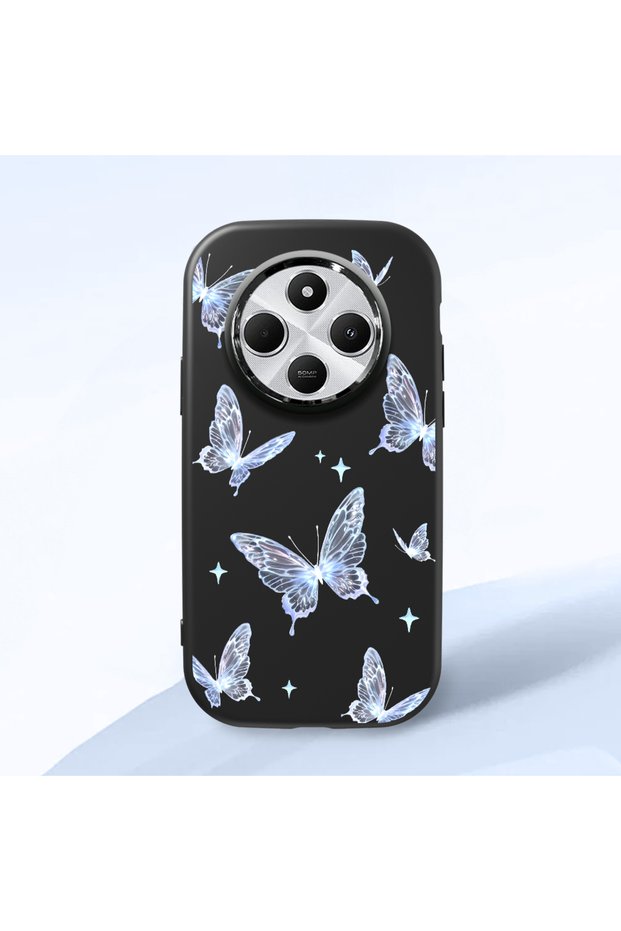 Redmi A4 Compatible Elegant Butterfly Print Soft Silicone Case, Shock Absorption and Impact Protection