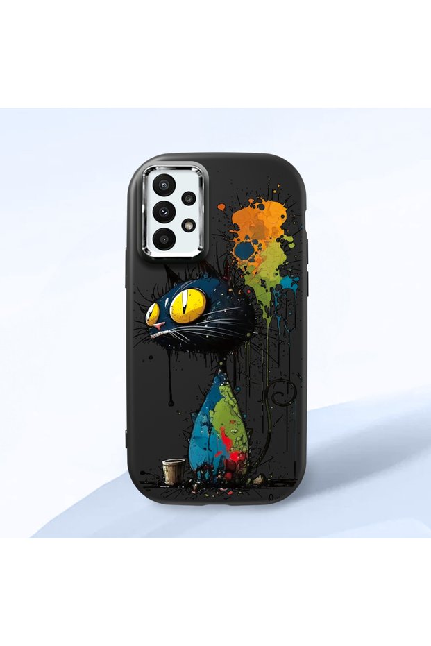 Samsung Galaxy A23 4G/5G Compatible Graffiti Style Black Cat Phone Case, Shockproof