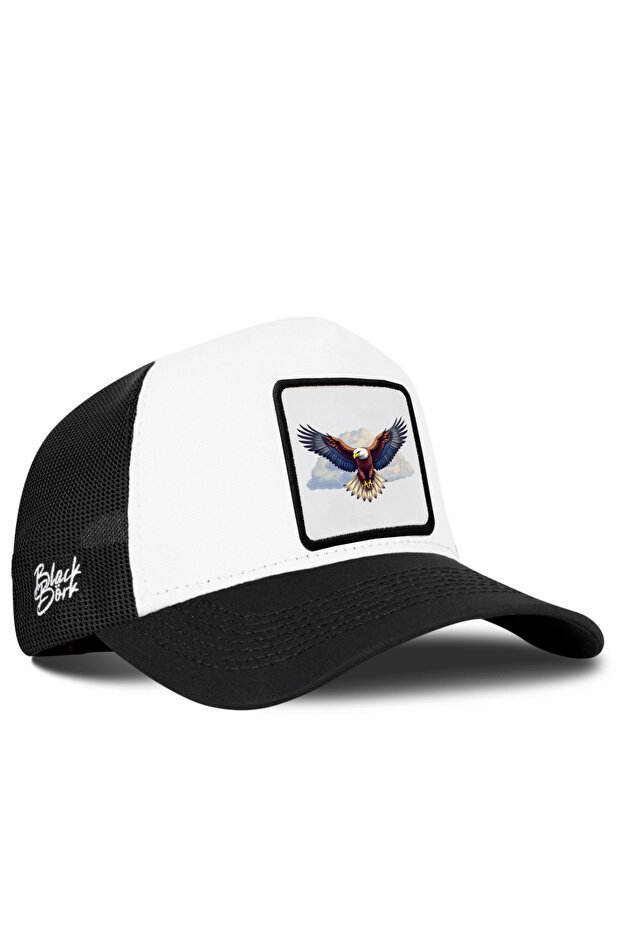 Black-White Trucker Hat with Eagle Logo