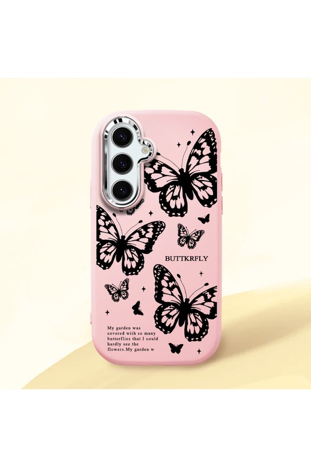 Samsung Galaxy S24 Compatible Minimal Butterfly Pattern Soft Silicone Case, Impact Protected