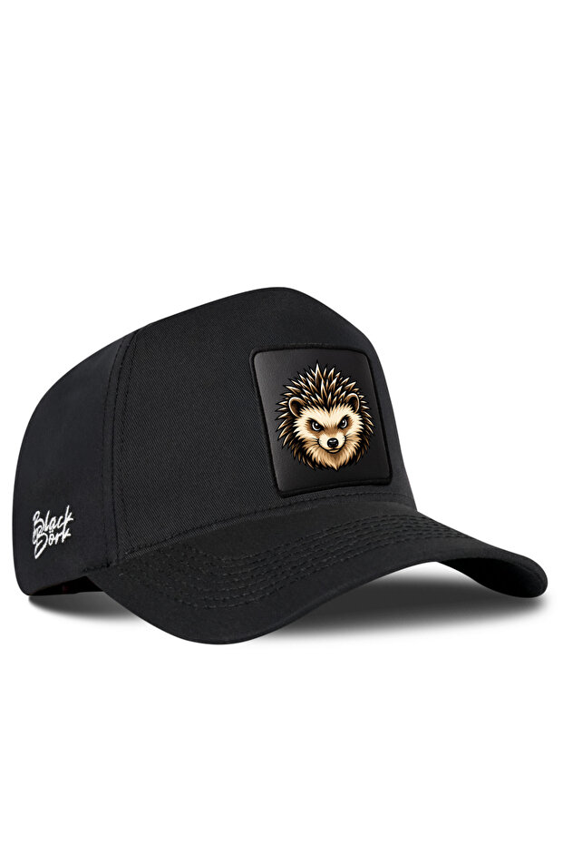 Black Baseball Cap with Hedgehog Logo