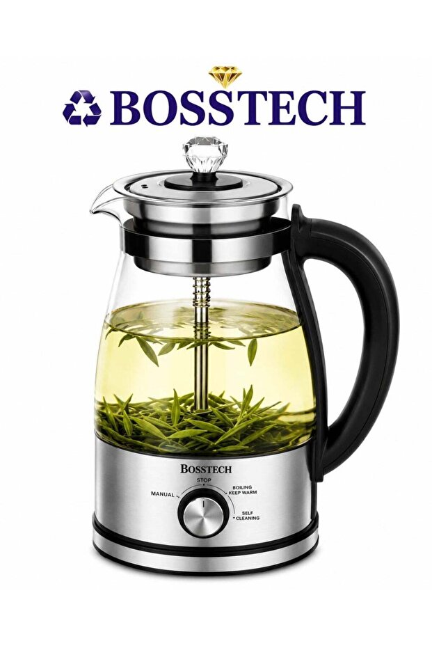 BT-348 Multifunction Health Tea Maker, 1L Borosilicate Glass Kettle, 600W