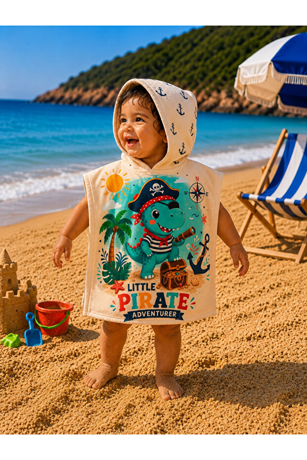 Children's Poncho Sea and Beach Towel with Hood 45×45 cm 0-3 Years