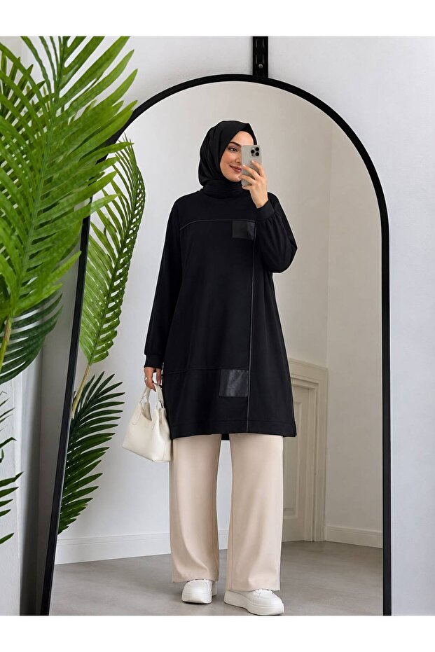 Leather Detailed Tunic