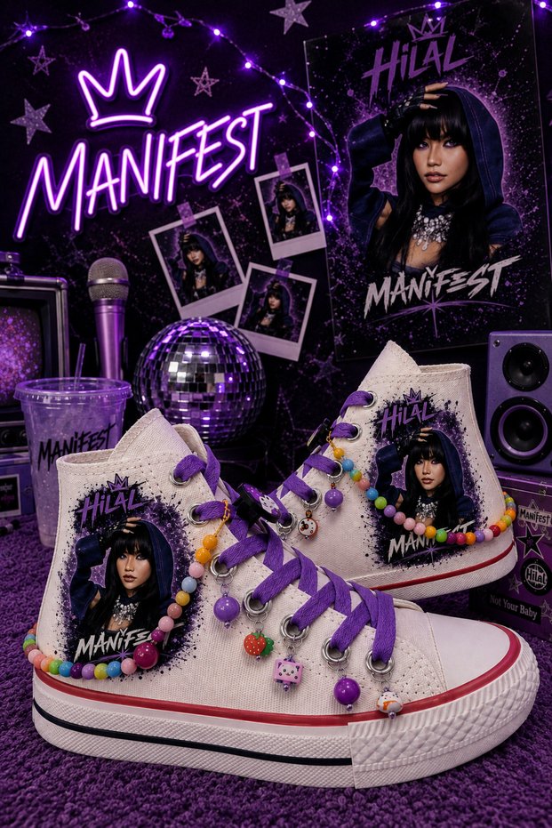 Manifest Printed White High-Top Linen Sports Shoes Sneaker