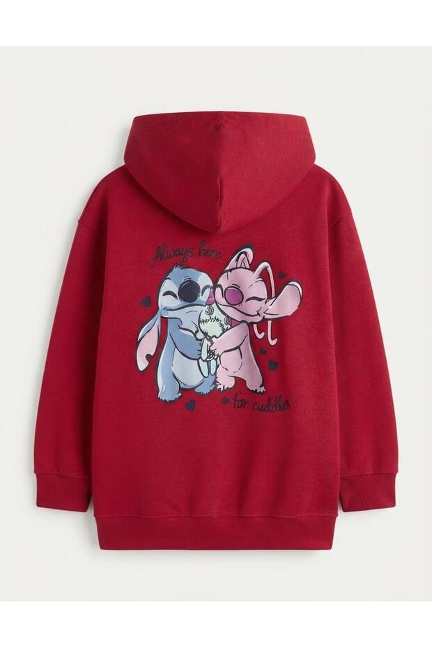 Lilo and Stitch & Angel Lover's Combination / Red Sweatshirt with Back Print and Ribbon Inside