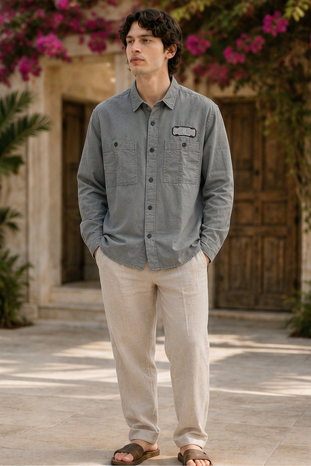 Men's Slim Fit Long-Sleeve Shirt - Grey
