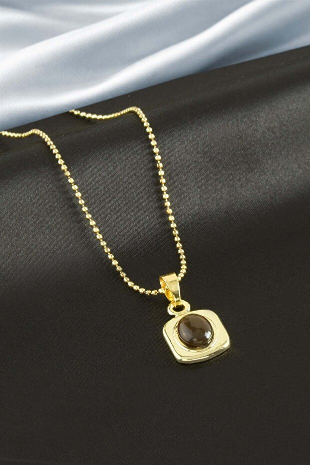Glass Stone Chain Necklace Ilkel-Bjt940