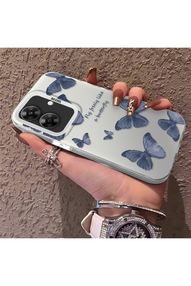 Realme Note 60 Compatible Hard Acrylic Back Silicone Edge Lens Protection Butterfly Case
