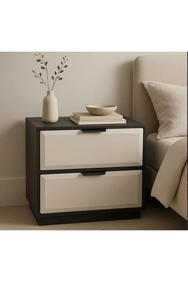 Comodino Seral - Black and Light Beige