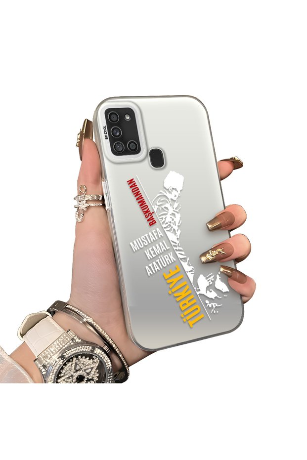 Samsung Galaxy A21S Compatible Hard Acrylic Back Silicone Edge Lens Protection Stylish Print Case