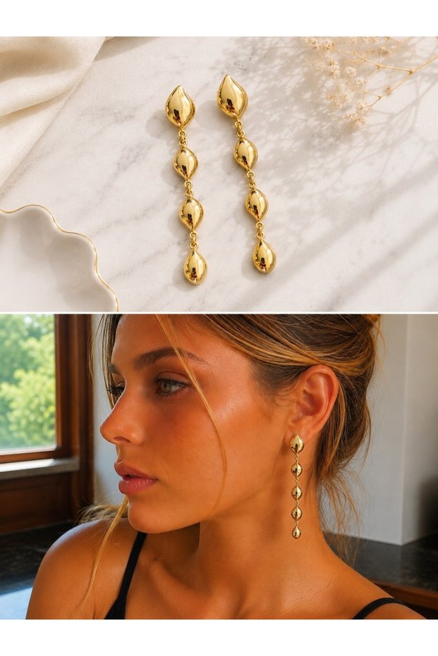 Giselle Drop Detailed Design Earrings for Women in Bright Yellow