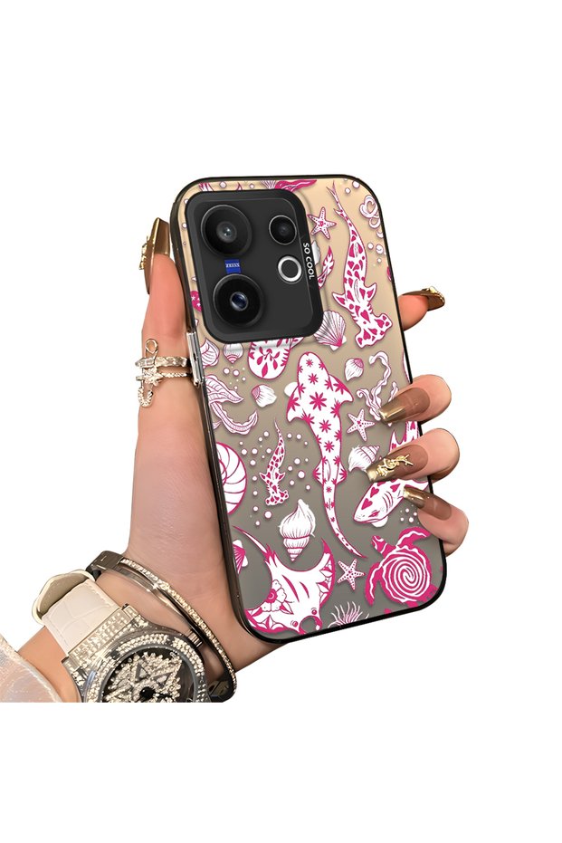 Vivo X200 Fe Compatible Hard Acrylic Back Silicone Edge Lens Protection Stylish Print Case