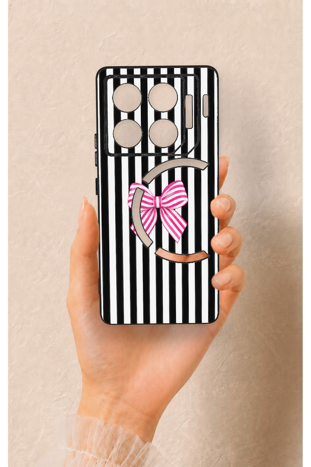 Infinix Gt 20 Pro Compatible Pink and White Ribbon Patterned Silicone Case