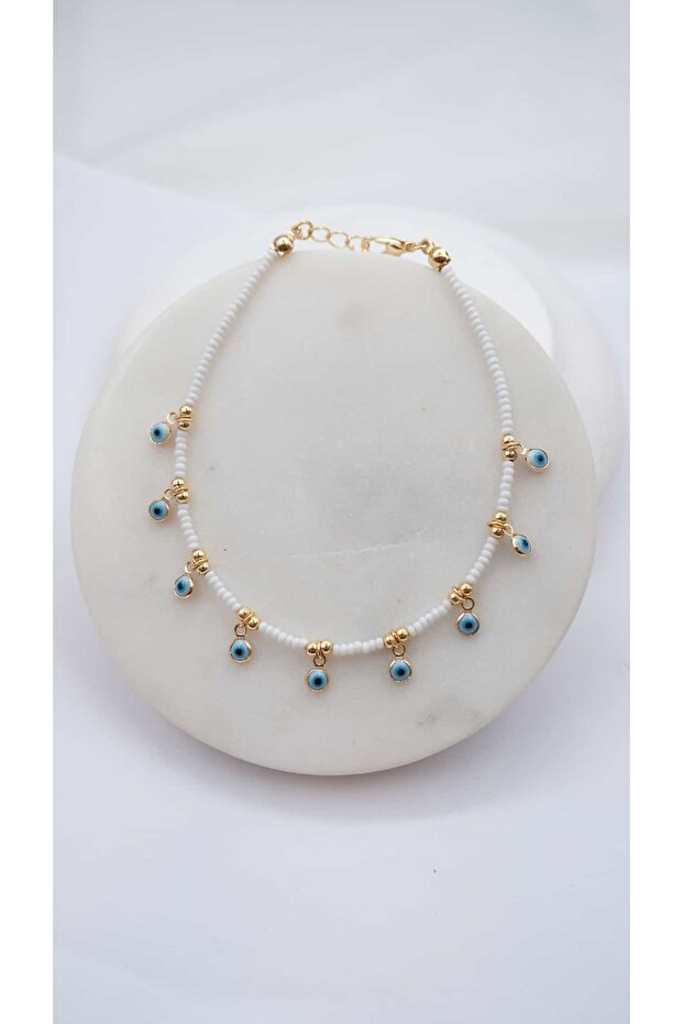 Evil Eye Bead Dangle Anklet