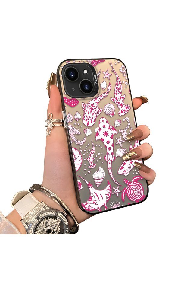 iPhone 13/14 Compatible Hard Acrylic Back Silicone Edge Lens Protection Stylish Print Case