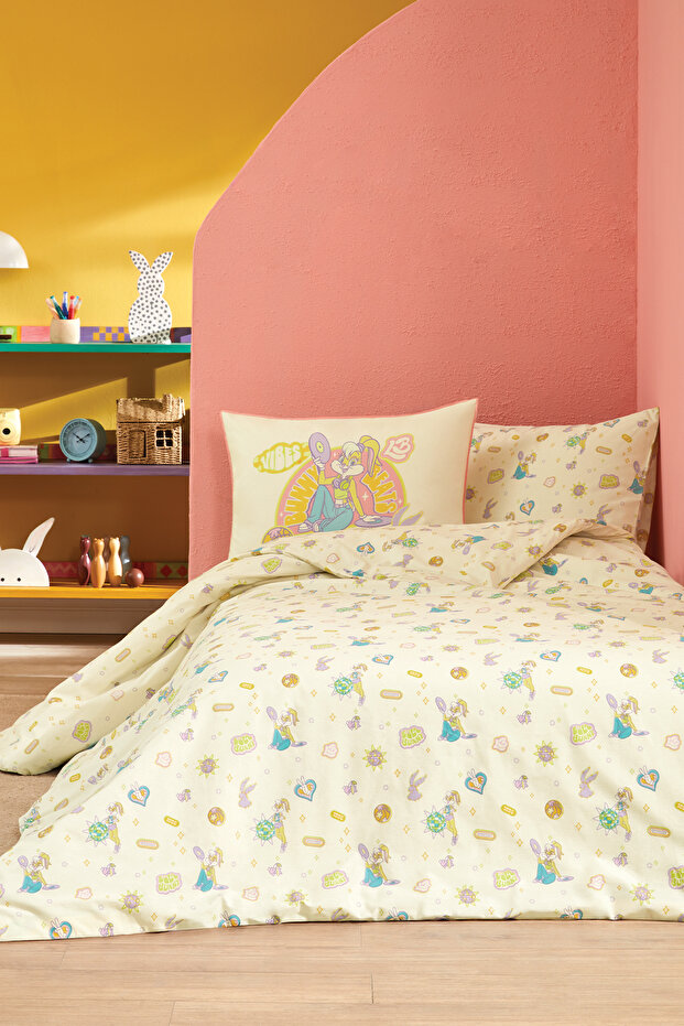Lola Bunny 100% Cotton Single Duvet Cover Set - Yellow