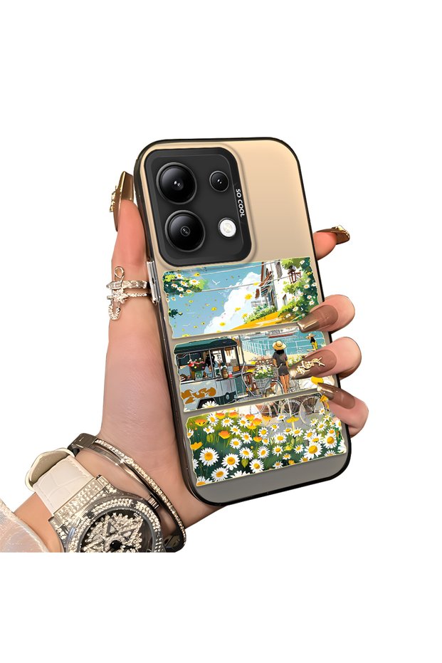 Xiaomi Redmi Note 13 4g Compatible Hard Acrylic Back Silicone Edge Lens Protection Daisy Case