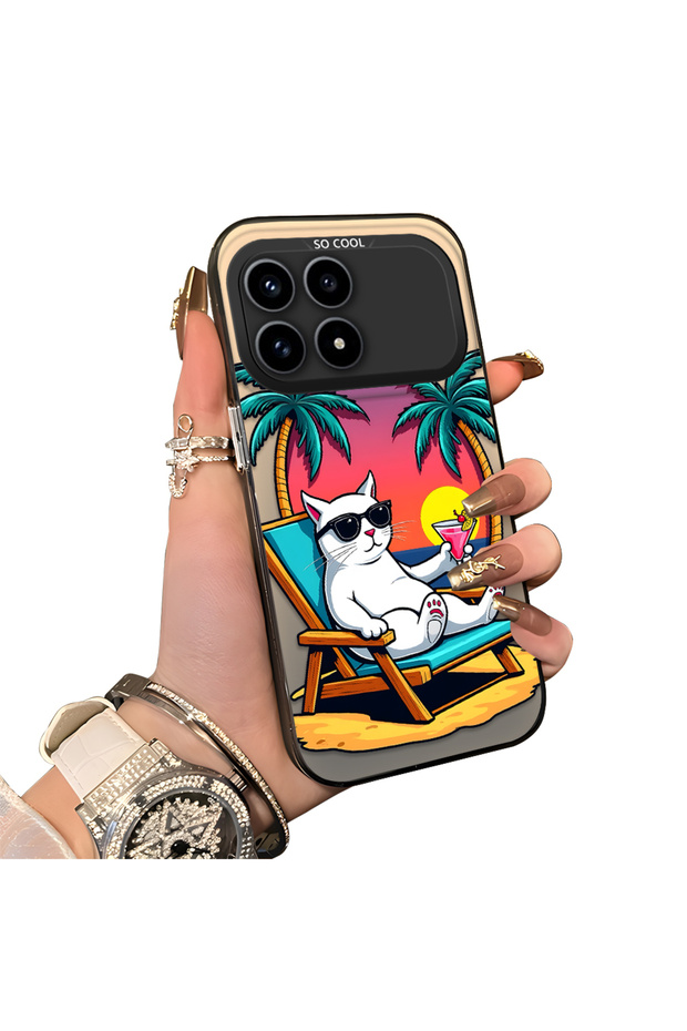 Xiaomi Redmi K90 5g Compatible Hard Acrylic Back Silicone Edge Lens Protection Cat Case