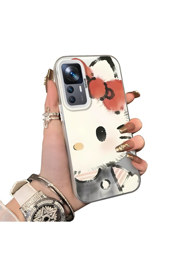 Xiaomi Mi 12T/12T Pro Compatible Hard Acrylic Back Silicone Edge Lens Protection Kitty Case