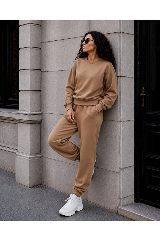 Sweatsuit Sets - Beige - Plain