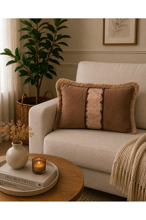 Brown Tufted Throw Pillow Cover