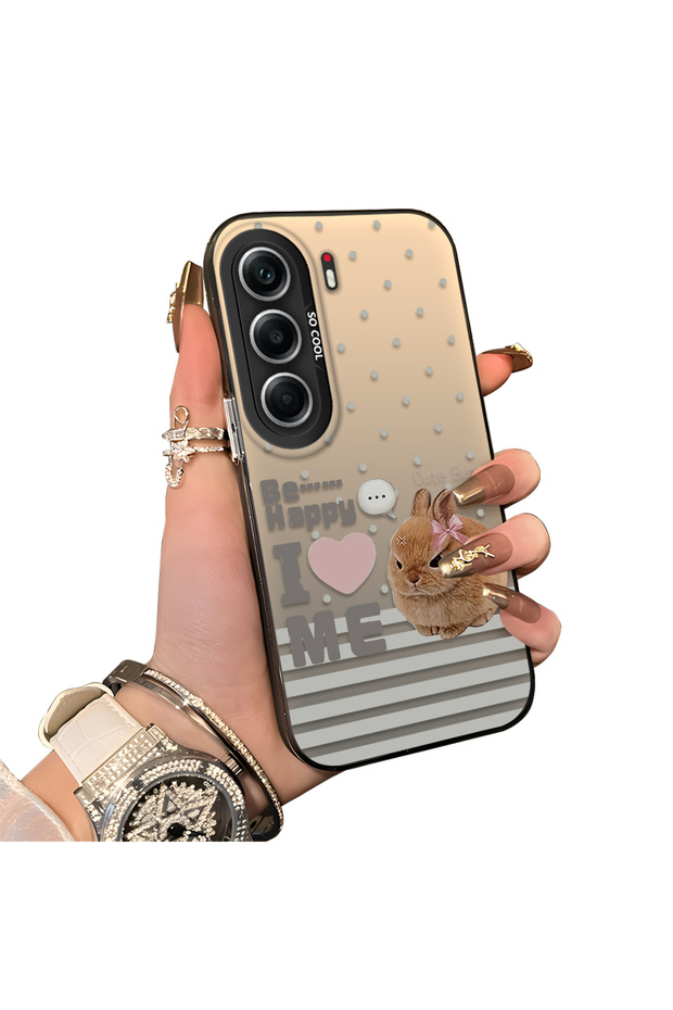 Tecno Camon 40 Pro 5g(Cm7) Compatible Hard Acrylic Back Silicon Edge Lens Protection Rabbit Case