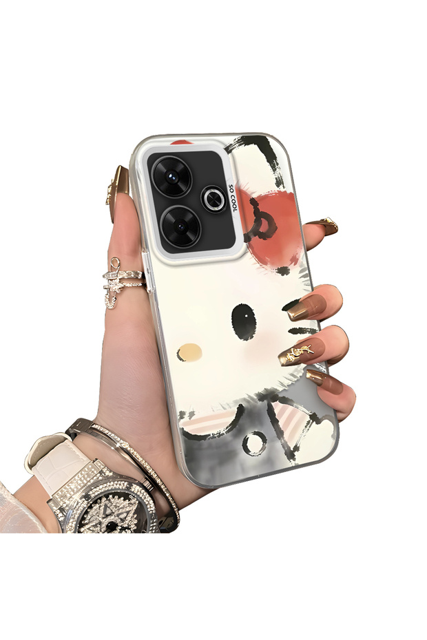 Xiaomi Poco M6 4g Compatible Hard Acrylic Back Silicone Edge Lens Protection Kitty Case