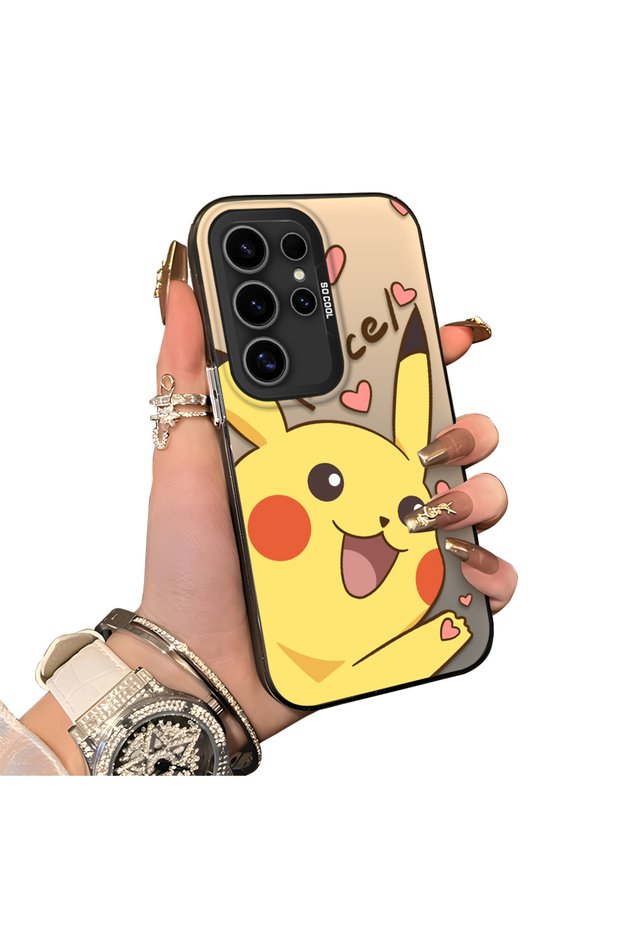 Samsung Galaxy S24 Ultra Compatible Hard Acrylic Back Silicone Edge Lens Protection Cartoon Case