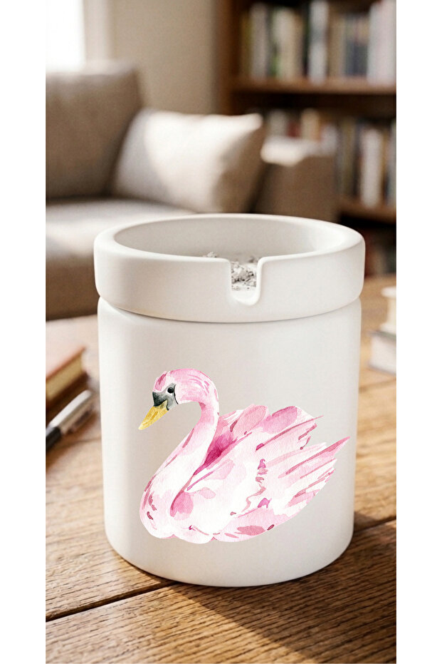 Swan Printed Aesthetic Special Design Printed Ceramic Ashtray Odorless Ashtray