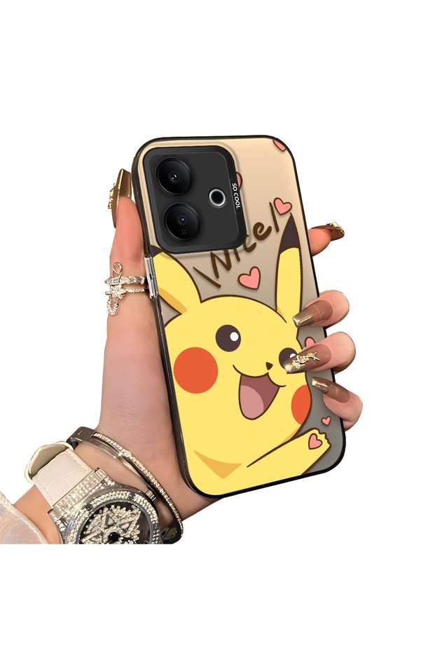 Vivo V60 Lite 4G/5G Compatible Hard Acrylic Back Silicone Edge Lens Protection Cartoon Case