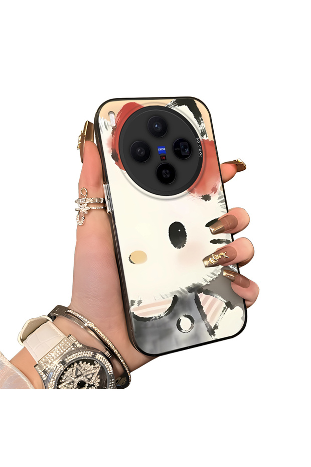 Vivo X300 Compatible Hard Acrylic Back Silicone Edge Lens Protection Kitty Case