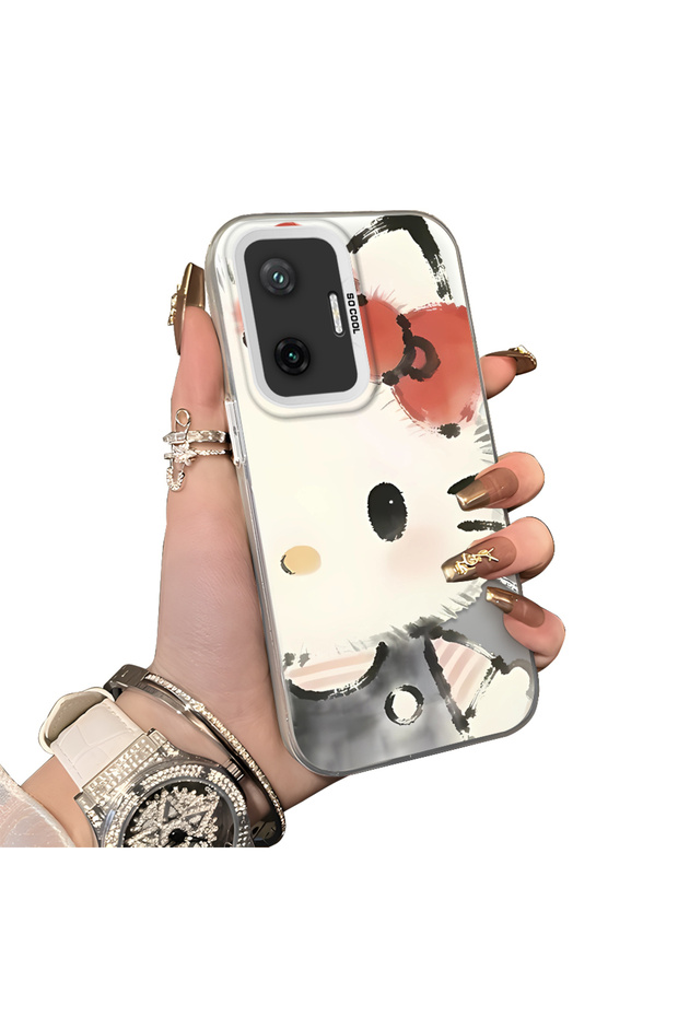 Xiaomi Poco F7 Compatible Hard Acrylic Back Silicone Edge Lens Protection Kitty Case