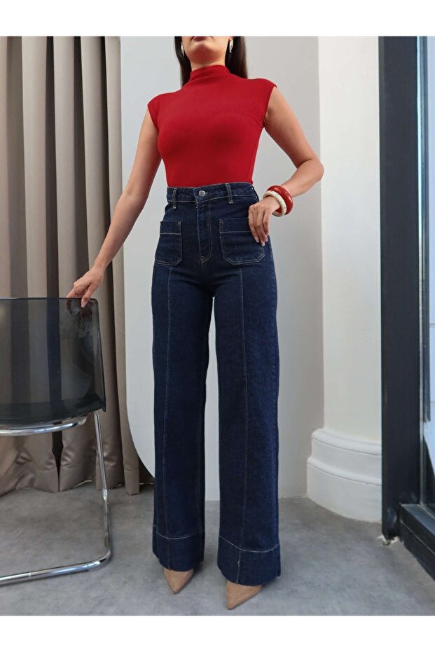 High Waist Front Seam Jean