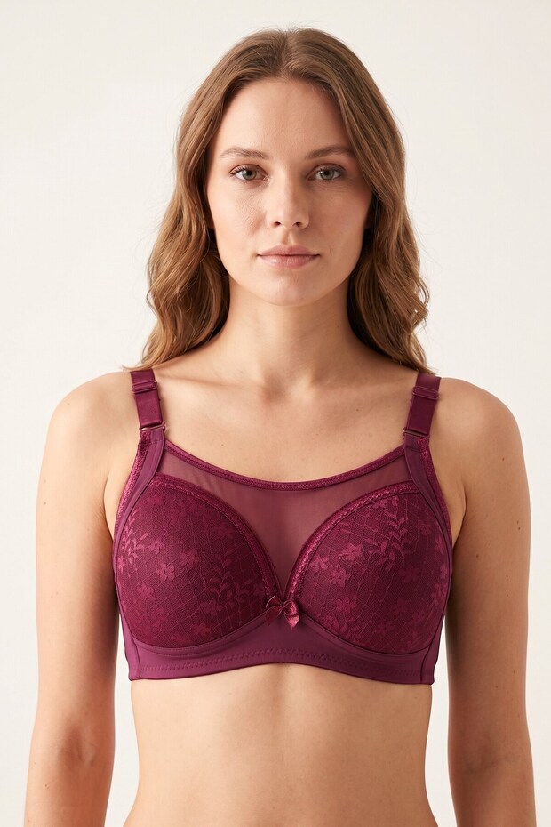 Transparent Detailed Embroidered Unpadded Bra
