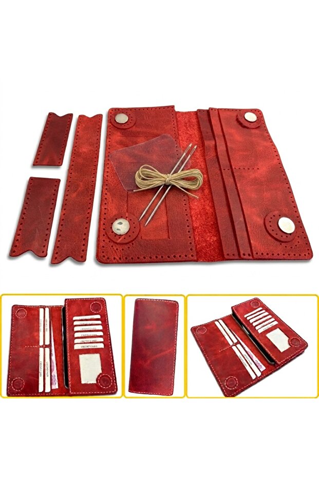 DIY Truva Magnetic Leather Wallet Making Kit, DIY Handmade Wallet Card Holder Kit with 10 Card Holders and Phone Compartment