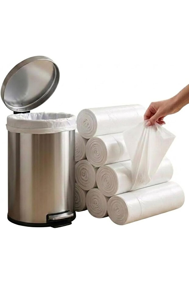 300-Piece 5 Gallon White Garbage Bags 46x52 cm Bin Liners Bathroom & Kitchen Use, Bedroom & Office Use, Small Waste Bags, Pack of 300