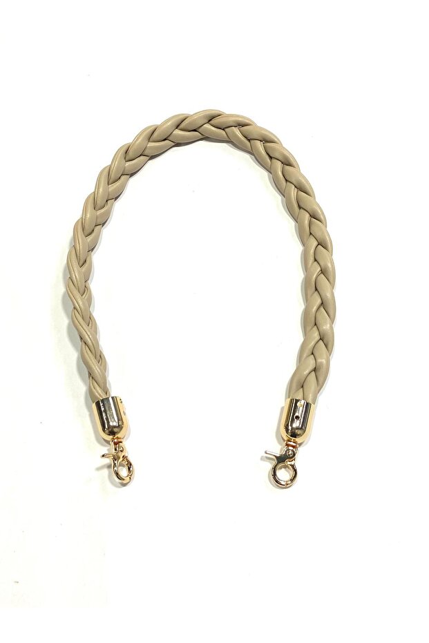 Knitted Model Leather Bag Handle / 50 cm / with Gold Hook