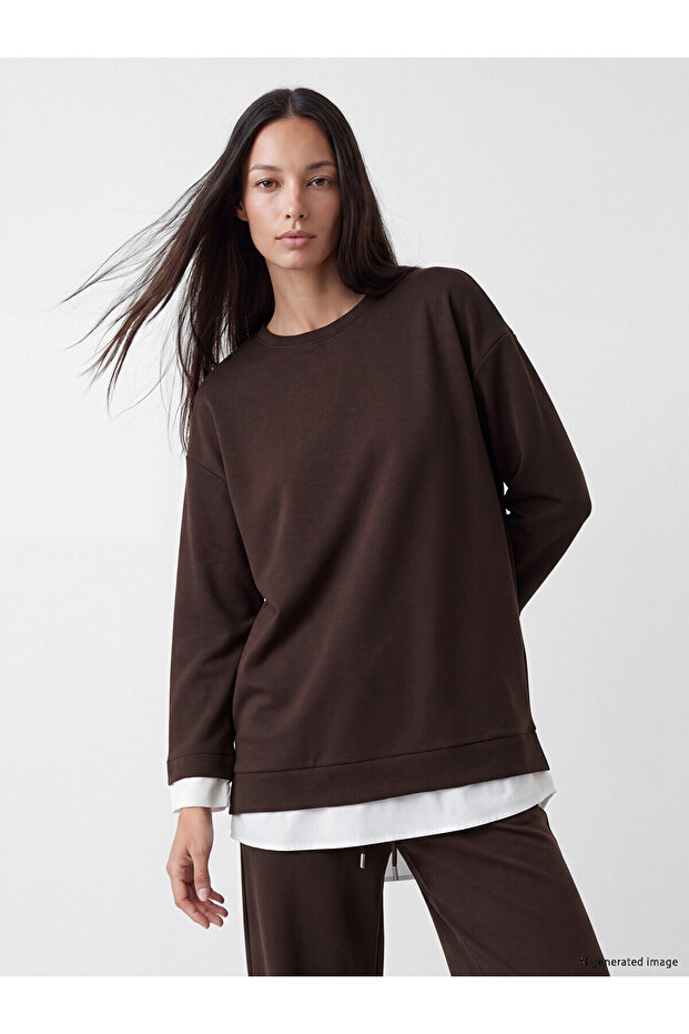 Lcw Everyday Brown Oversize Soft Touch Women's Sweatshirt